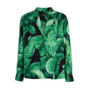 Bladprint Zijden Overhemd Groen Dolce & Gabbana , Green , Heren