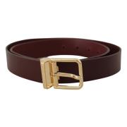 Elegante kastanjebruine leren riem Dolce & Gabbana , Brown , Heren