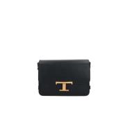 Zwarte leren schoudertas met gouden hardware Tod's , Black , Dames