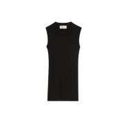 Geribbelde Katoenen Mouwloze Top Sportmax , Black , Dames