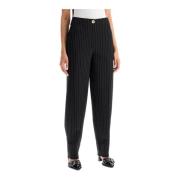 Gestreepte Tapered Broek Ganni , Black , Dames