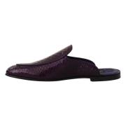 Exotische Python Leren Slippers Dolce & Gabbana , Purple , Dames