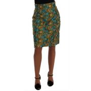 Elegante Groene Jacquard Pencil Rok Dolce & Gabbana , Multicolor , Dam...