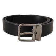 Elegante Zwarte Leren Riem Dolce & Gabbana , Black , Heren