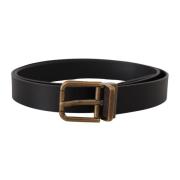 Vintage Metalen Gesp Leren Riem Dolce & Gabbana , Black , Heren