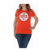 Oranje Bedrukt T-shirt - Lente/Zomer Essentieel Love Moschino , Orange...