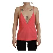 Roze Viscose Cami Top met Logo Dsquared2 , Pink , Dames