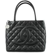 Pre-owned Leather totes Chanel Vintage , Black , Dames