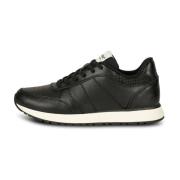 Ronja Leren Sneaker Woden , Black , Dames