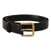 Elegante Leren Riem met Metalen Gesp Dolce & Gabbana , Black , Heren