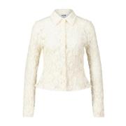 Kanten blouse Elegant Stijl Msgm , Beige , Dames