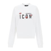 Icon Game Lover Sweatshirt Dsquared2 , White , Dames