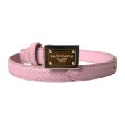 Roze Leren Gouden Vierkante Metalen Riem Dolce & Gabbana , Pink , Dame...
