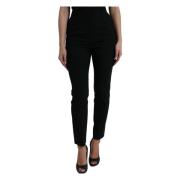 Hoge Taille Tapered Broek Dolce & Gabbana , Black , Dames