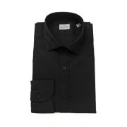 Slim-Fit Zwart Overhemd met Franse Kraag Bagutta , Black , Heren