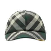 Militair Groen Geruit Bias Pet Burberry , Multicolor , Heren