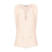 Charmeuse Plissé Effect Mouwloze Trekkoord Jurk Lanvin , Pink , Dames