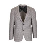 Houndstooth Wol Linnen Jas Canali , Gray , Heren