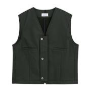 Geritste Wollen Vest Soulland , Green , Unisex