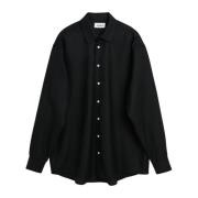 Relaxed-fit overhemd met lange mouwen van wol Soulland , Black , Heren