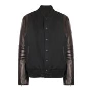 Blouson teddy van wol en leer Balmain , Black , Heren