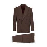 Dubbelbreasted pak jas en broek Paoloni , Brown , Heren