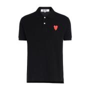 Zwarte Polo Shirt met Overlappende Harten Comme des Garçons Play , Bla...