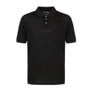 Zwarte Katoenen Polo met Korte Mouwen en Reliëflogo Emporio Armani , B...