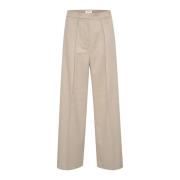 Stijlvolle Flint Gray Melange Broek Soaked in Luxury , Beige , Dames