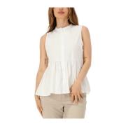 Solid Isla Top Blouse Levete Room , White , Dames