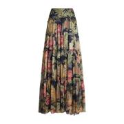 Gerimpelde blauwe bloemenprint lange rok Etro , Multicolor , Dames