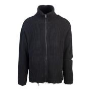 Zwarte Zip-Up Sweater met hoge hals A Paper Kid , Black , Heren