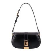 Iconische Leren Schoudertas met La Greca Detail Versace , Black , Dame...