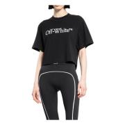 Boekachtig Logo Cropped Tee Off White , Black , Dames