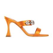 Satijnen Juweel Stiletto Hakken Manolo Blahnik , Orange , Dames