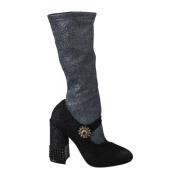 Zwarte Kristal Mary Janes Booties Dolce & Gabbana , Black , Dames