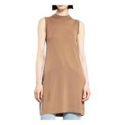 Geribbelde Mock Neck Mouwloze Top Max Mara , Beige , Dames