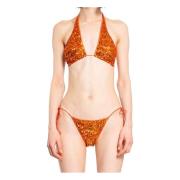 Pailletten Gekruiste Bikini Set Oseree , Orange , Dames
