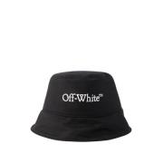 Katoenen Bucket Hat Zwart/Wit Off White , Black , Dames
