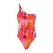 Glitch Monokini One-Shoulder Badpak Me-Fui , Multicolor , Dames