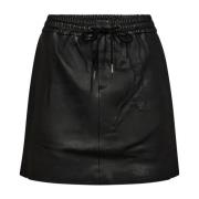 Zwarte leren rok met elastische taille Co'Couture , Black , Dames