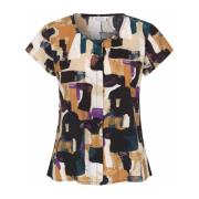 Feminine Blouse met Korte Mouwen Masai , Multicolor , Dames