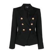 Elegant Noir Blazer Balmain , Black , Dames