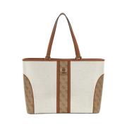 Beige Shopper Tas met Gouden Details Guess , Multicolor , Dames