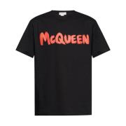 Logo Print Crew Neck T-shirt Alexander McQueen , Black , Heren