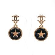 Pre-owned Metal earrings Chanel Vintage , Black , Dames