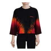 Zwart Tie Dye Casual Crew Neck Top Dsquared2 , Black , Dames