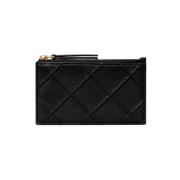 Zachte Nappa Leren Ritskaarthouder Tory Burch , Black , Dames