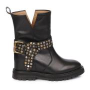 Leren Studs Dames Enkellaars Emanuelle Vee , Black , Dames