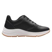 Sportieve Leren Sneaker met Arch Support Skechers , Black , Dames